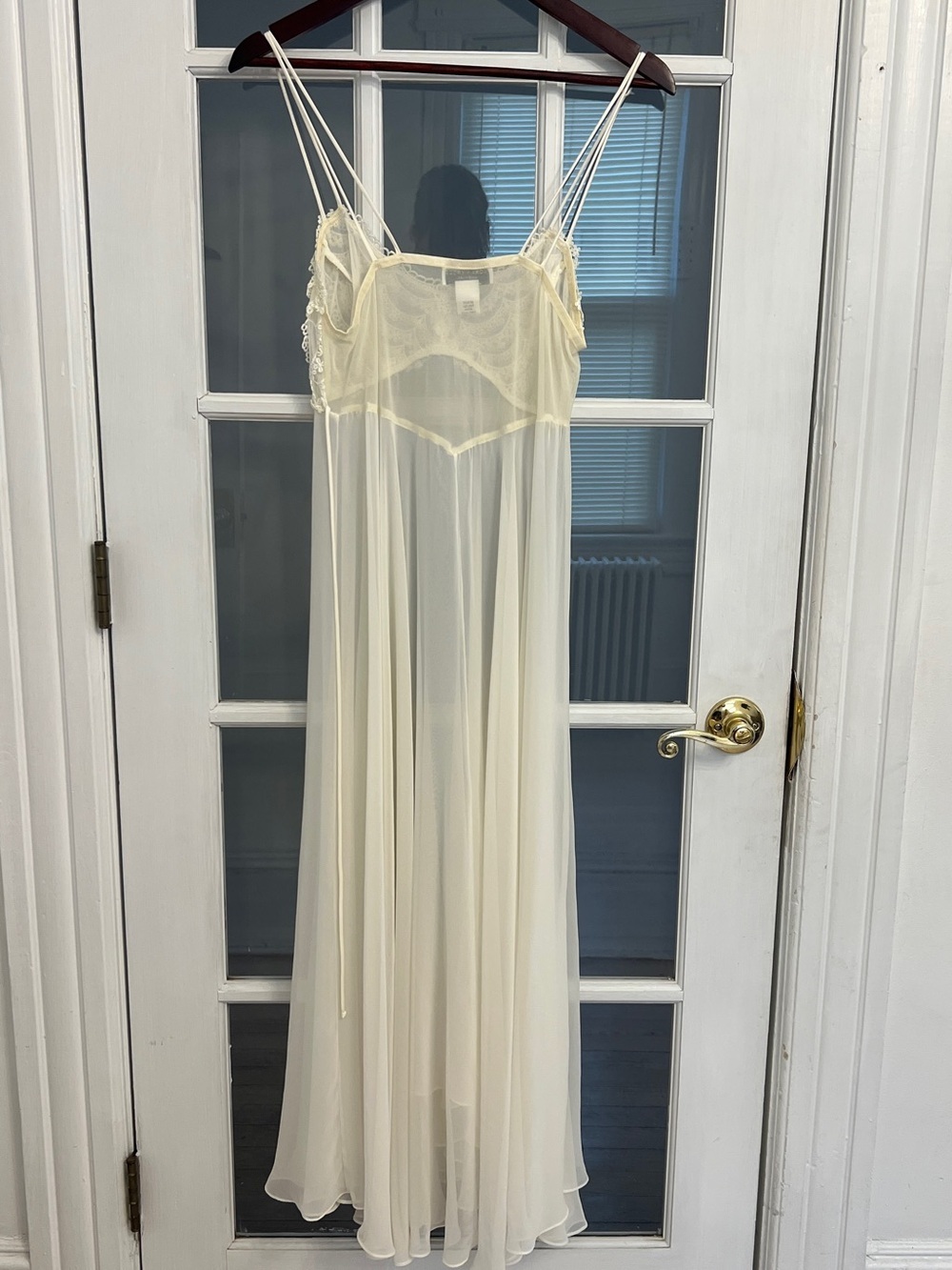 FLORA NIKROOZ Vintage Women’s Ivory Sheer Long Romantic Lingerie Set Size S - Picture 3 of 6